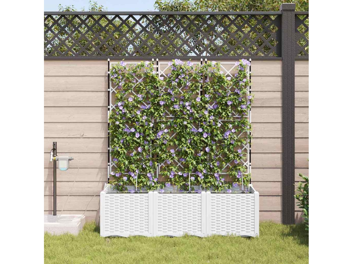 Vidaxl Vaso De Jardim 3 Unid. Branco 120 X 40 X 142 Cm Pp