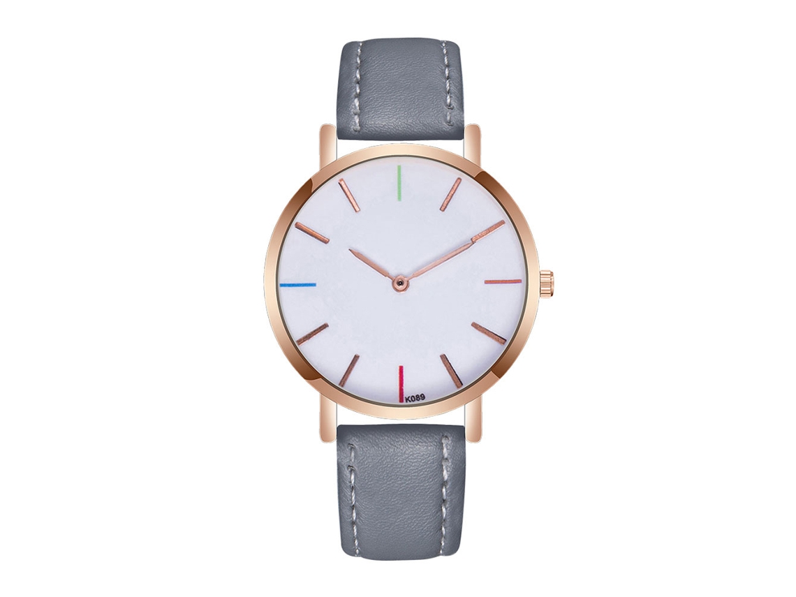 Reloj Analógico De Cuarzo Para Mujer Y Hombre Con Correa De Pu Gris
