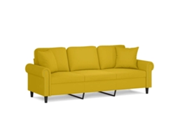 Sofá de 3 lugares com almofadas decorativas em veludo amarelo MAISON EXCLUSIVE
