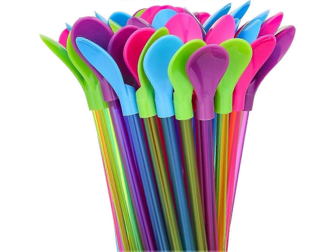 100 Pcs Colher De Cone De Neve Canudo Canudo De Plástico Rígido Canudos Destacáveis ​​de 9,3 Polegadas Nostalgia88