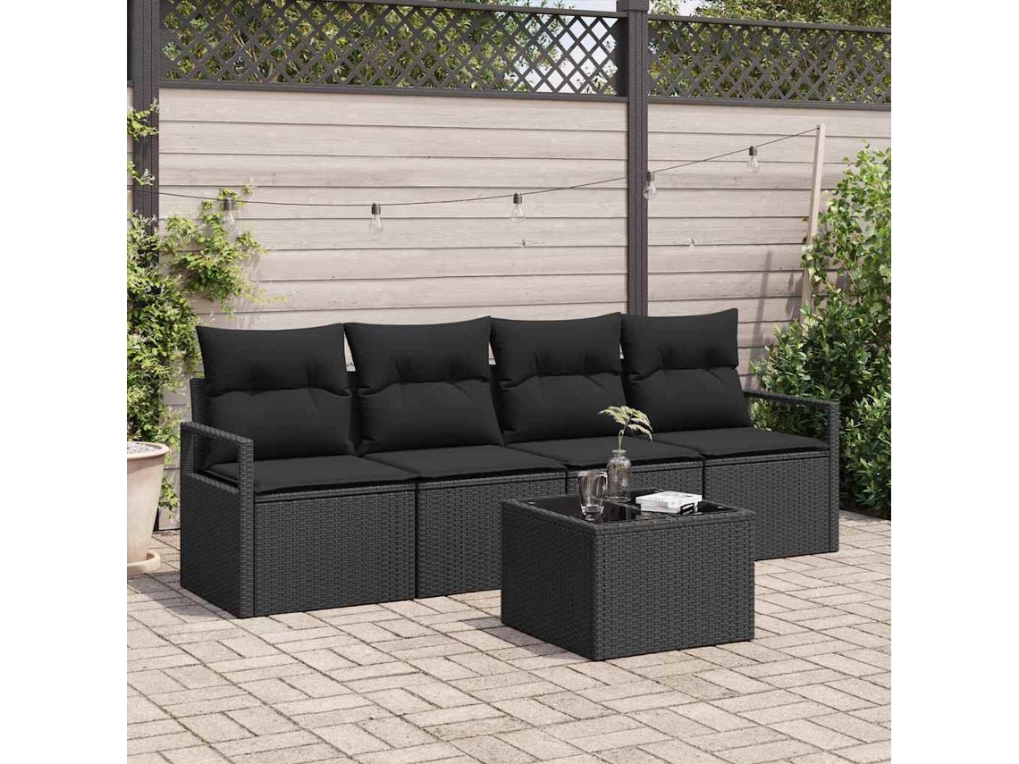 Vidaxl Conjunto De Sofás 5 Unid. 4-número De Lugares Preto Vime Pe