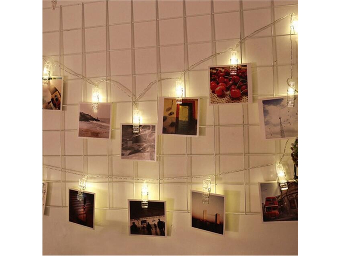 Tomshine luz de corda com clipes, 40 LEDs, 5m, bateria, branco quente, decoração de casa e festas