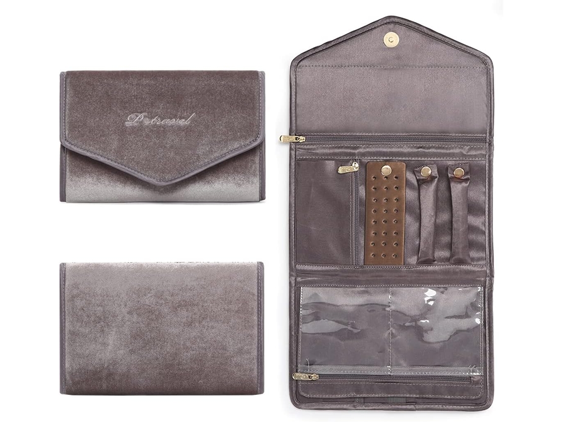 Bolsa De Viagem Para Joias - Organizador Portátil De Acessórios - Caqui