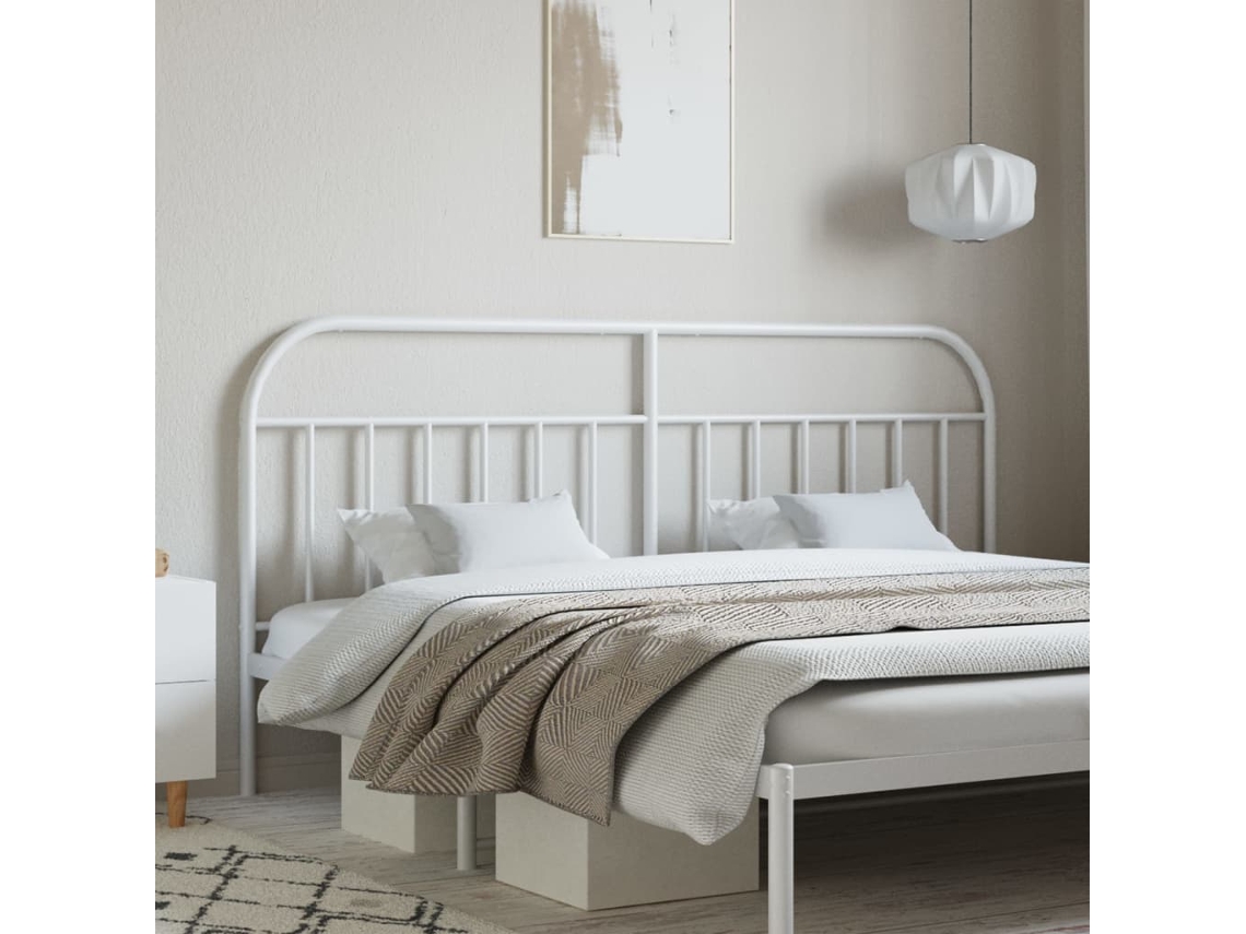 Vidaxl Cabeceira De Substituição 200 Cm Metal Branco