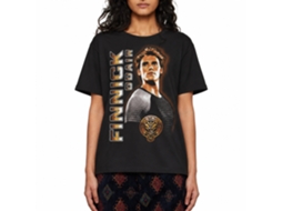 Rockinstone Hunger Games Movie Finnick Vertical Text Black Adult T-shirt Size:xl