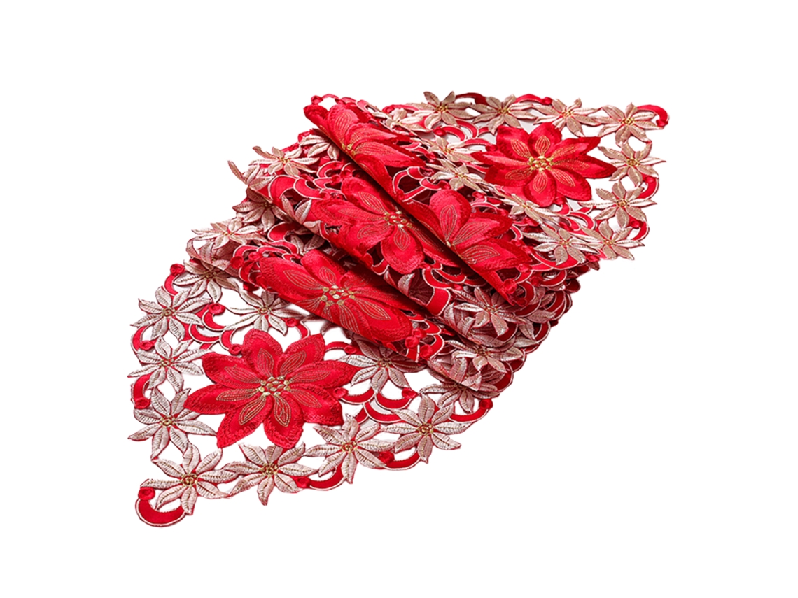 Laxiscreed Caminho De Mesa De Bordado Com Estampa De Poinsettia Para Decoração De Natal, 38x176cm