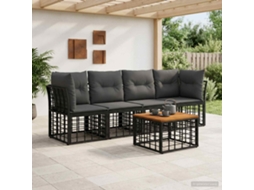 Vidaxl Conjunto De Sofás Para Exterior 5 Unid. Preto E Cinza Escuro