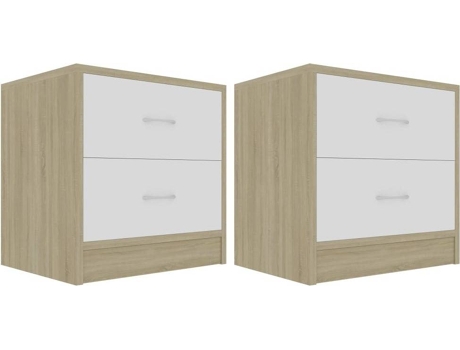 VIDAXL - Mesas de cabeceira 2 pcs 40x30x40cm branco e carvalho sonoma Mesas de cabeceira 2 pcs 40x30x40cm branco e carvalho sonoma