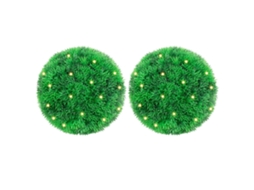 Vidaxl Bolas Artificiais De Buxo Com Luzes Led 2 Pcs Verde 22 Cm