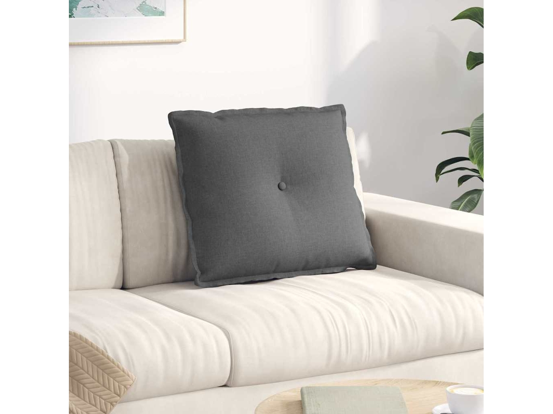 Vidaxl Travesseiro Para Costas Cinza Escuro 60 X 19 X 50 Cm Tecido
