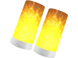 Conjunto De 2 Luminárias De Mesa Decorativas Com Led E Efeito Chama Magnética, À Prova D'água E Com Sensor De Movimento.