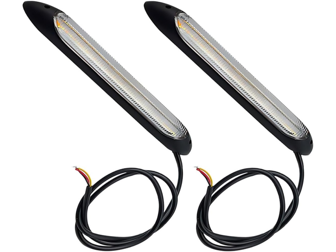 Kit Com 2 Faixas De Led 16, 5cm Para Carros, Em Pvc E Silicone, Luzes Diurnas E Indicadores De Direção, Fáceis De