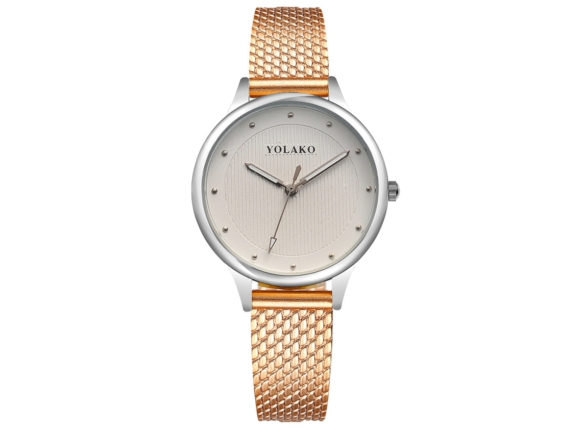 Relógio de Pulso Feminino Yolako com Pulseira de Plástico Estilo Personalidade Quartzo Branco Leite