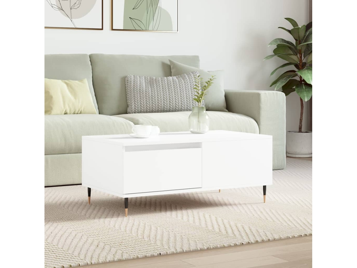 Vidaxl Mesa De Centro 90x50x36,5 Cm Derivados De Madeira Branco