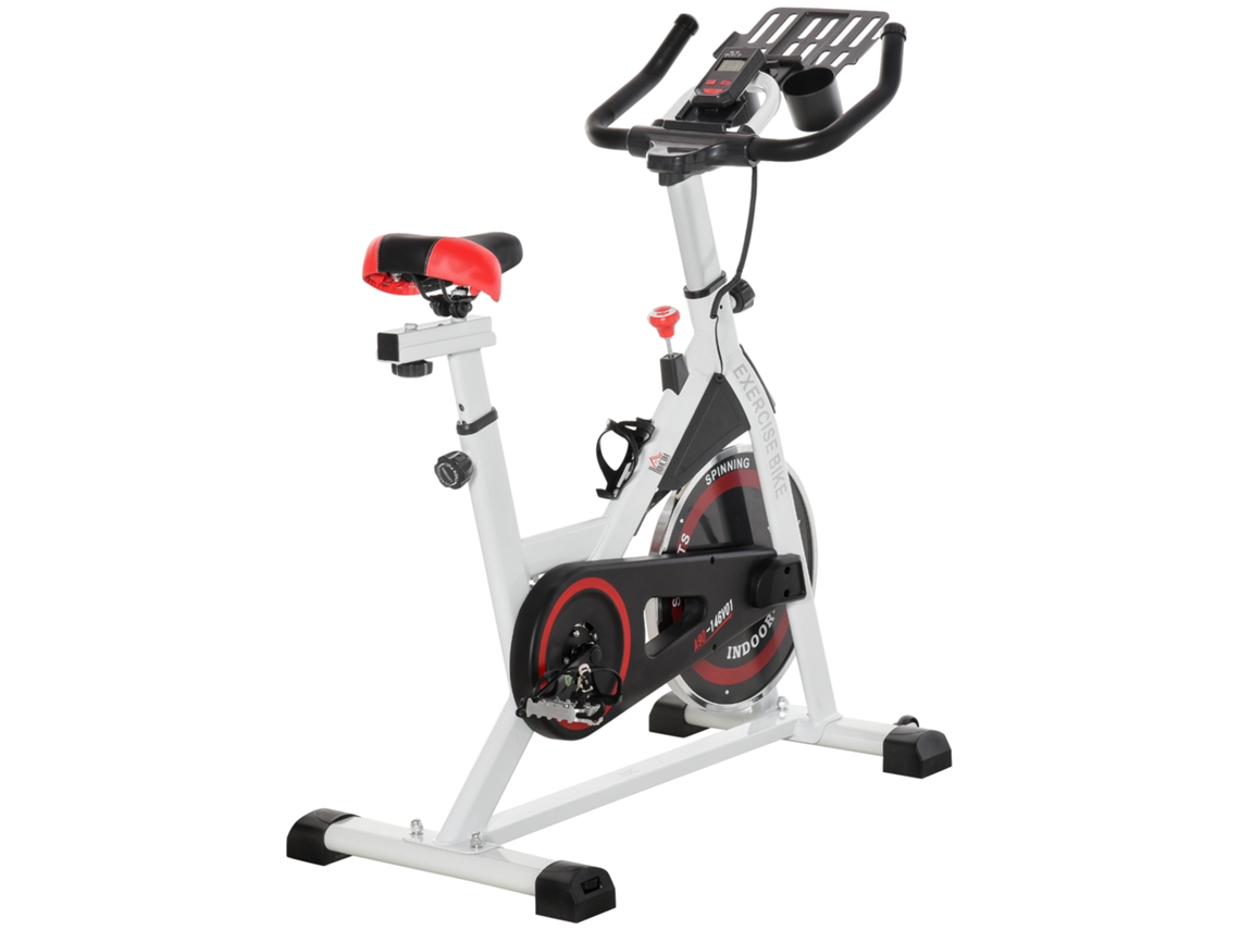 Bicicleta Ergométrica Branca, Resistência Ajustável, Lcd, Rodas.