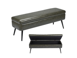 Banco de couro verde Vevor 400 x 1200 x 450 mm com armazenamento e pernas de metal