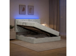 Vidaxl Cama De Armazenamento Led Com Colchão Cinzento-claro