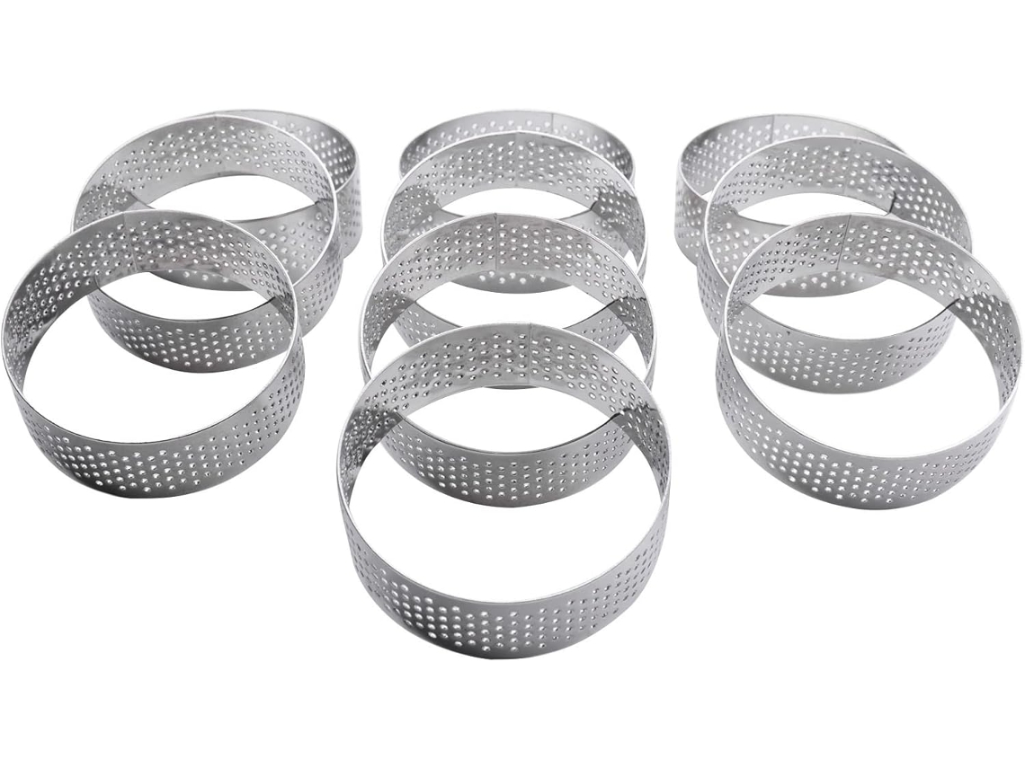 Conjunto De 10 Formas De Aço Inoxidável Para Tortas, Resistente Ao Calor, Perfuradas, Para Bolos E M Gokoco