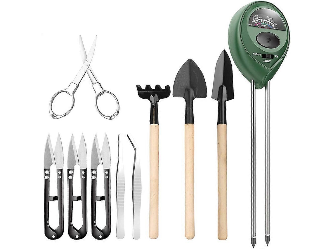 Conjunto De 9 Ferramentas Para Bonsai Com Medidor Umidade Do Solo Aquaforge