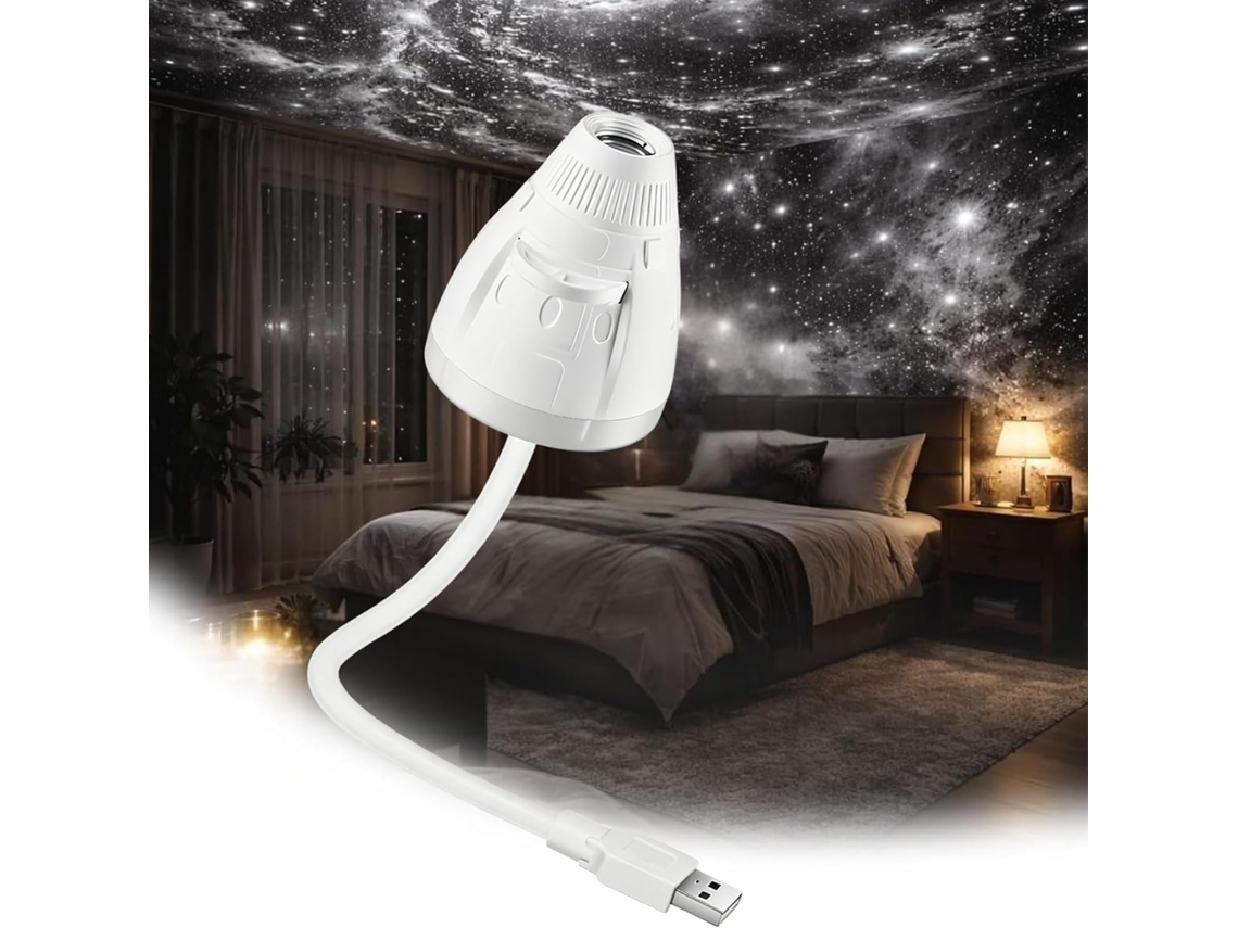 Projetor USB Galaxy com luz noturna e lâmpada 2 em 1 para celular