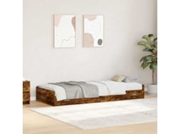 Vidaxl Estrutura Da Cama Com Gaveta Carvalho Defumado 75 X 190 Cm