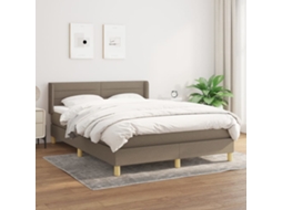 Vidaxl Cama Com Molas/colchão 140x200 Cm Tecido Castanho-acinzentado