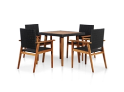Dining Set, Dining Sets Vidaxl Preto Rattan / Vime (n/a)