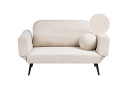 Sofá Cama Beliani Dorotea De Bouclé Blanco 190x79x88