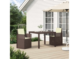 Vidaxl Conjunto De Jantar Para Jardim 3 Unid. Castanho E Creme Pp