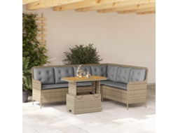 Vidaxl 2 Pcs Conjunto De Sofás P/ Jardim Com Almofadões Vime Pe Bege