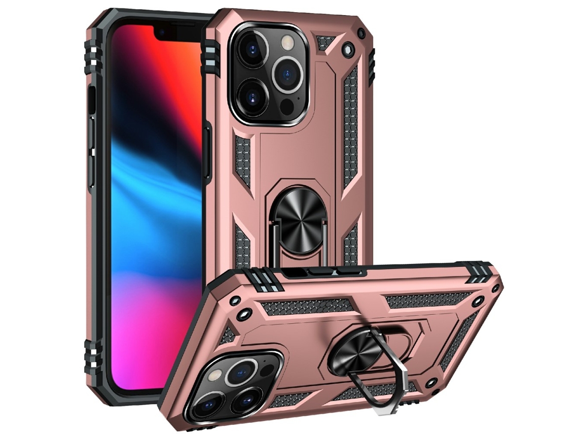 Suporte Casa Inch Para Iphone 13 Pro Max Pele Sintética Anti-choque Rosa