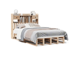 Cama com Estante Sem Colchão 135x190 Cm Pinho Maciço MAISON EXCLUSIVE