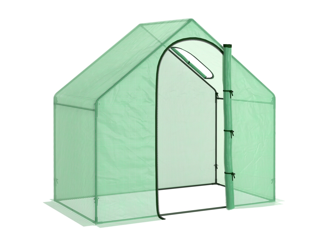 Estufa Jardim Compacta 180x100x168 Cm Aço Resistente Portas Enroláveis Verde Escuro