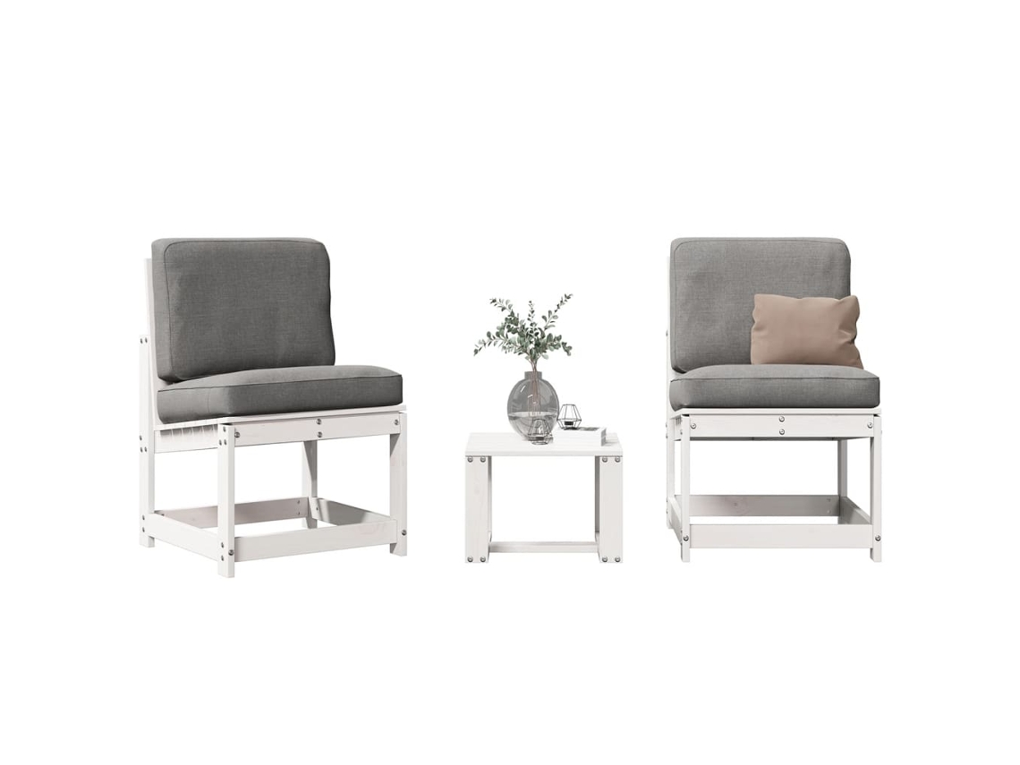 Pcs Conjunto Lounge De Jardim Madeira De Pinho Maciça Branco Dkd Home Decor