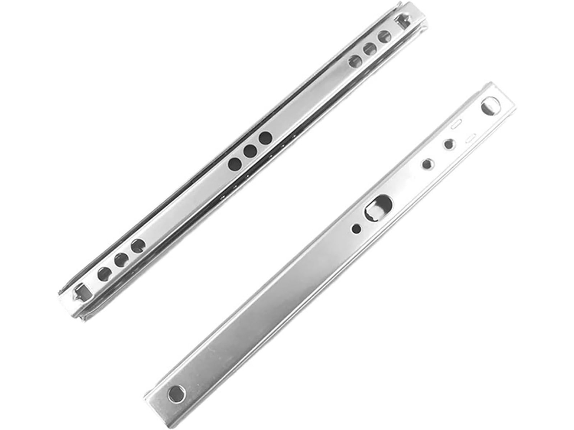 Par 2 Peças De Corrediças Telescópicas Para Gavetas Com Rolamentos Esferas, 2 Seções, 18, 2cm C X 17mm L, Com Largura De