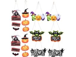 Conjunto De 10 Peças De Decoração De Halloween Reutilizáveis Abóbora, Morcego E Placa Boo! Para P Gokoco