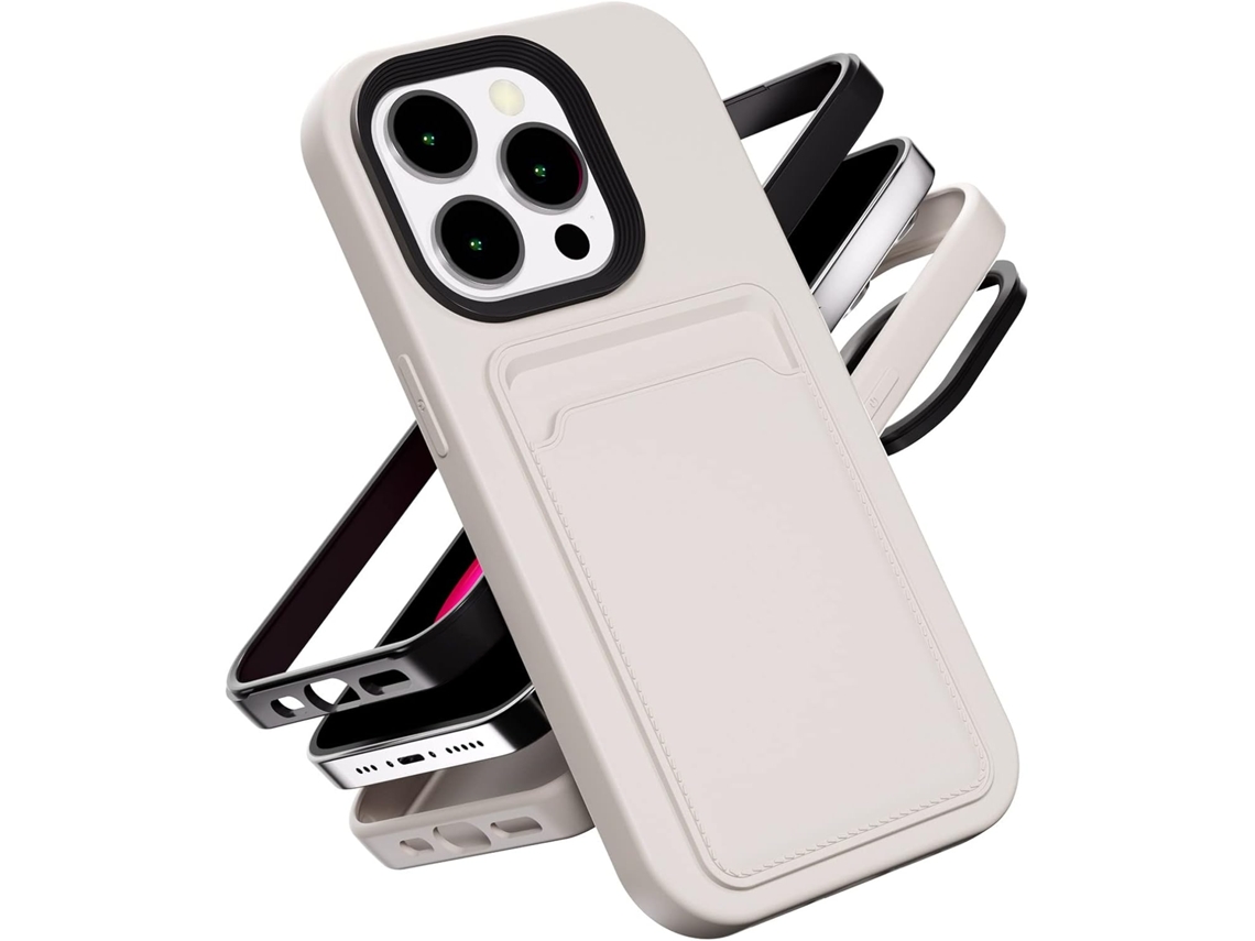 Capa Compatível Com Apple Iphone 13, De Tpu Macia Com Porta-cartão De Crédito Branca
