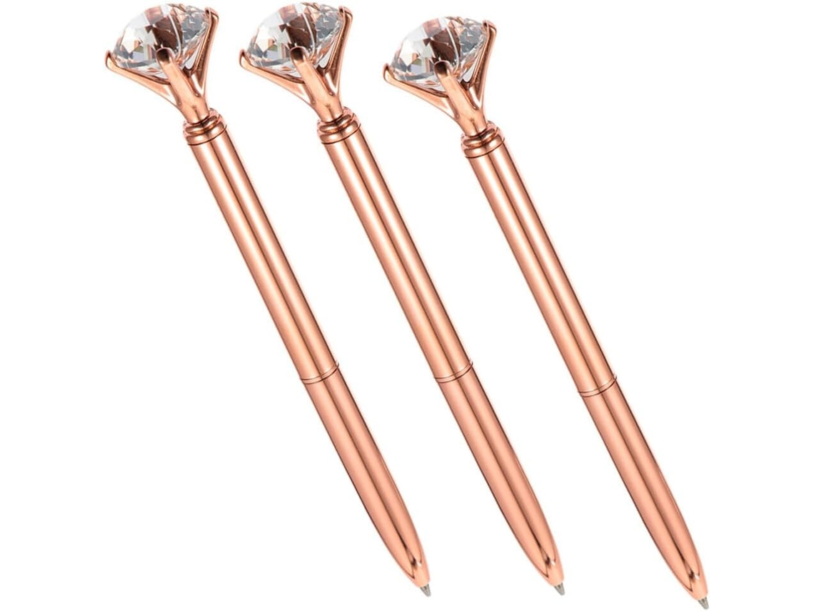 Conjunto De 3 Canetas Esferográficas Magiclulu Com Design Diamante,