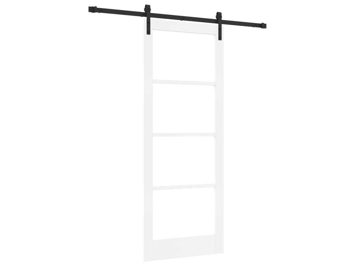 Conjunto 1 Porta Deslizante Vidaxl Branco Madeira De Pinho Maciça (83 X 211 Cm)