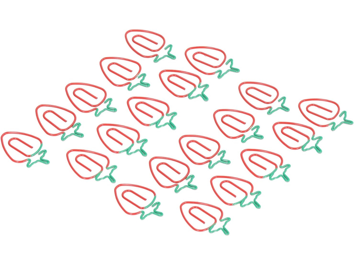 Clips De Papel Metálicos Com Design Morango, Pacote 100 Unidades E