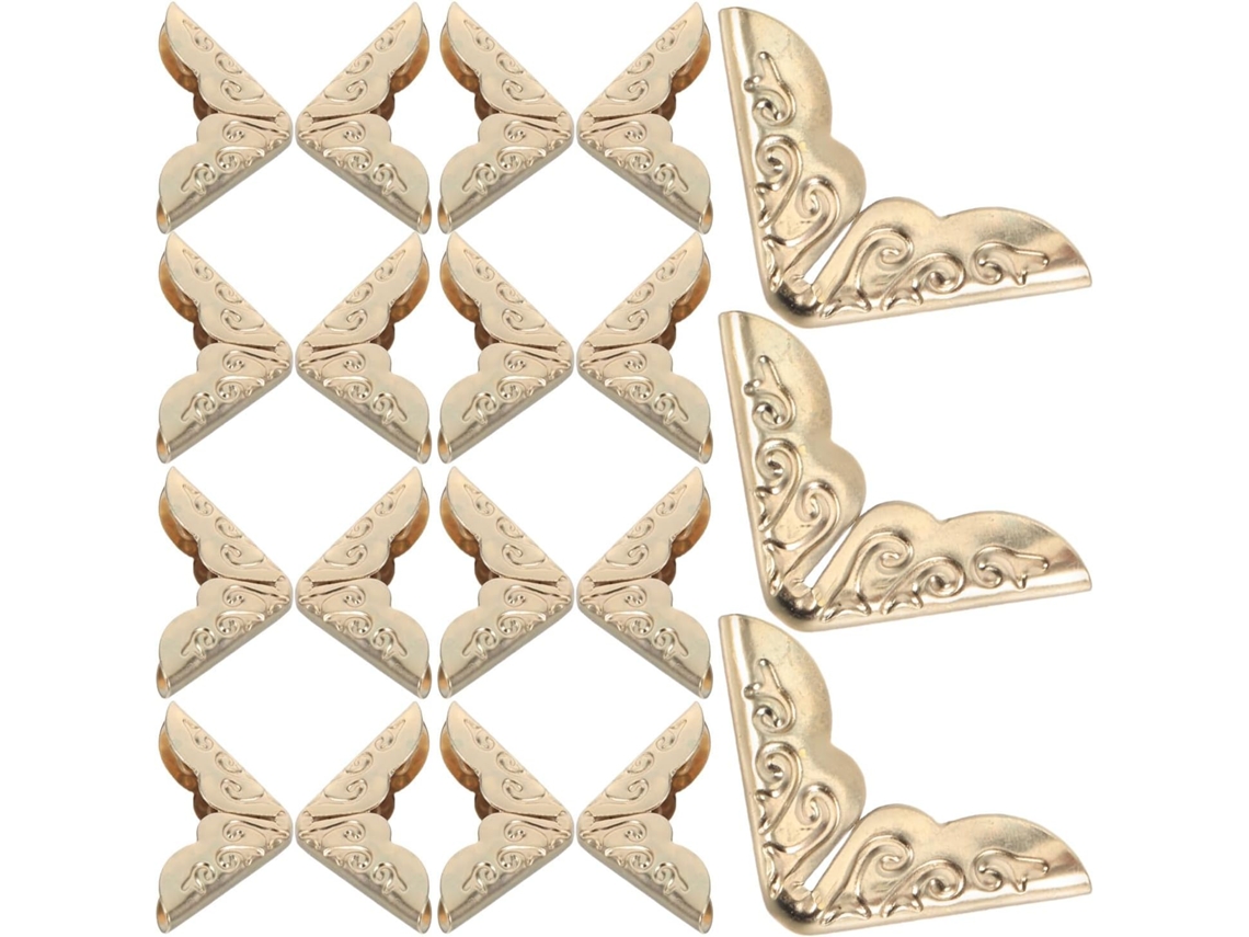 Levemolo 200 Protège - Coins Métalliques Vintage En Fer Doré 14 - 5x2 - 4 Mm - Cadernetas E Quadros