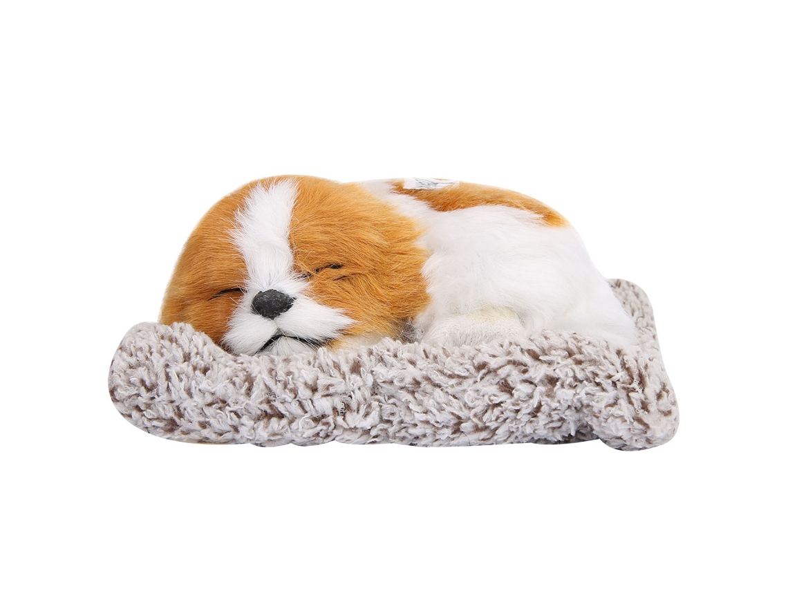 Primerox brinquedo de Pelúcia Cachorro Dormindo Macio com Carvão de Bambu e Som Amarelo