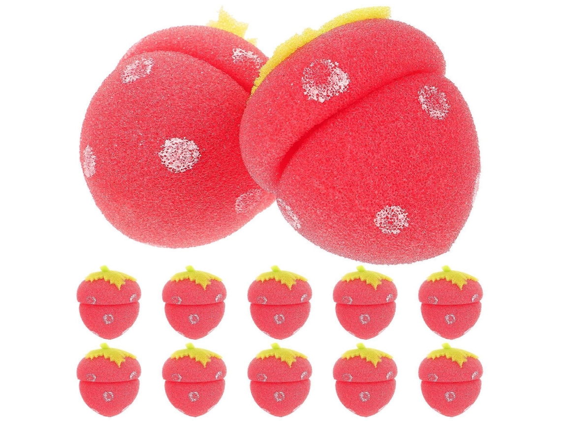Bobs De Cabelo Para Cabelos Curtos, Rolos De Esponja Para Cabelos Secos, Formato Morango