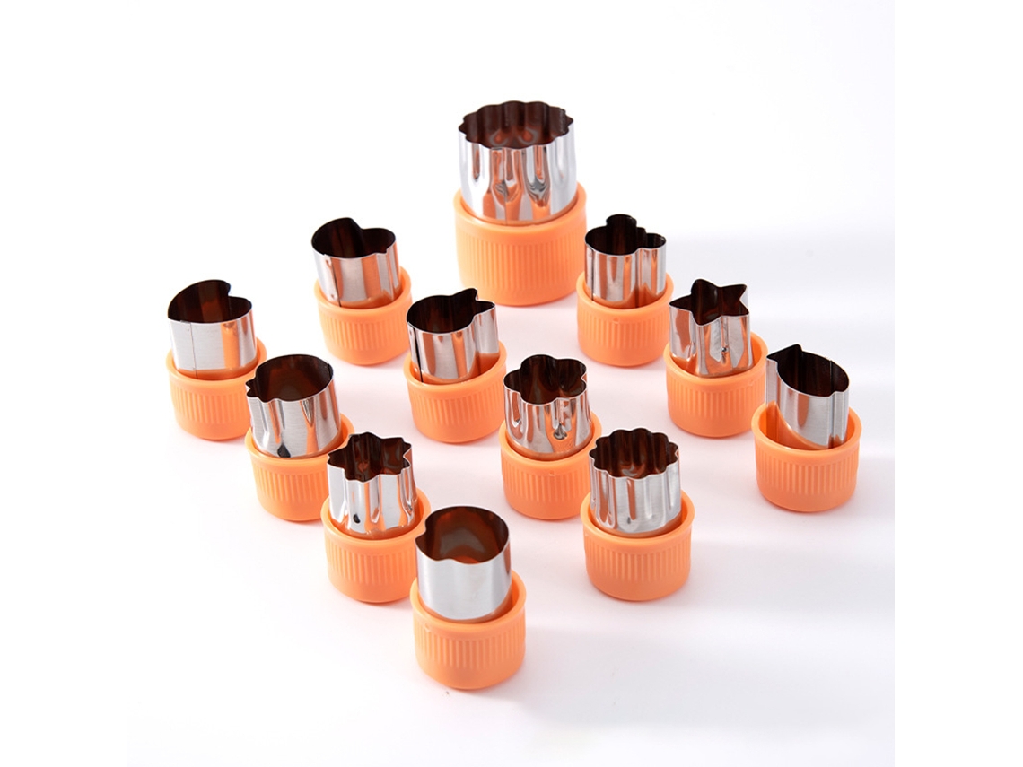 Conjunto de 12 Mini Cortadores de Frutas e Legumes, Cortadores de Alimentos em Alumínio e Aço Inoxidável MDUG (laranja)