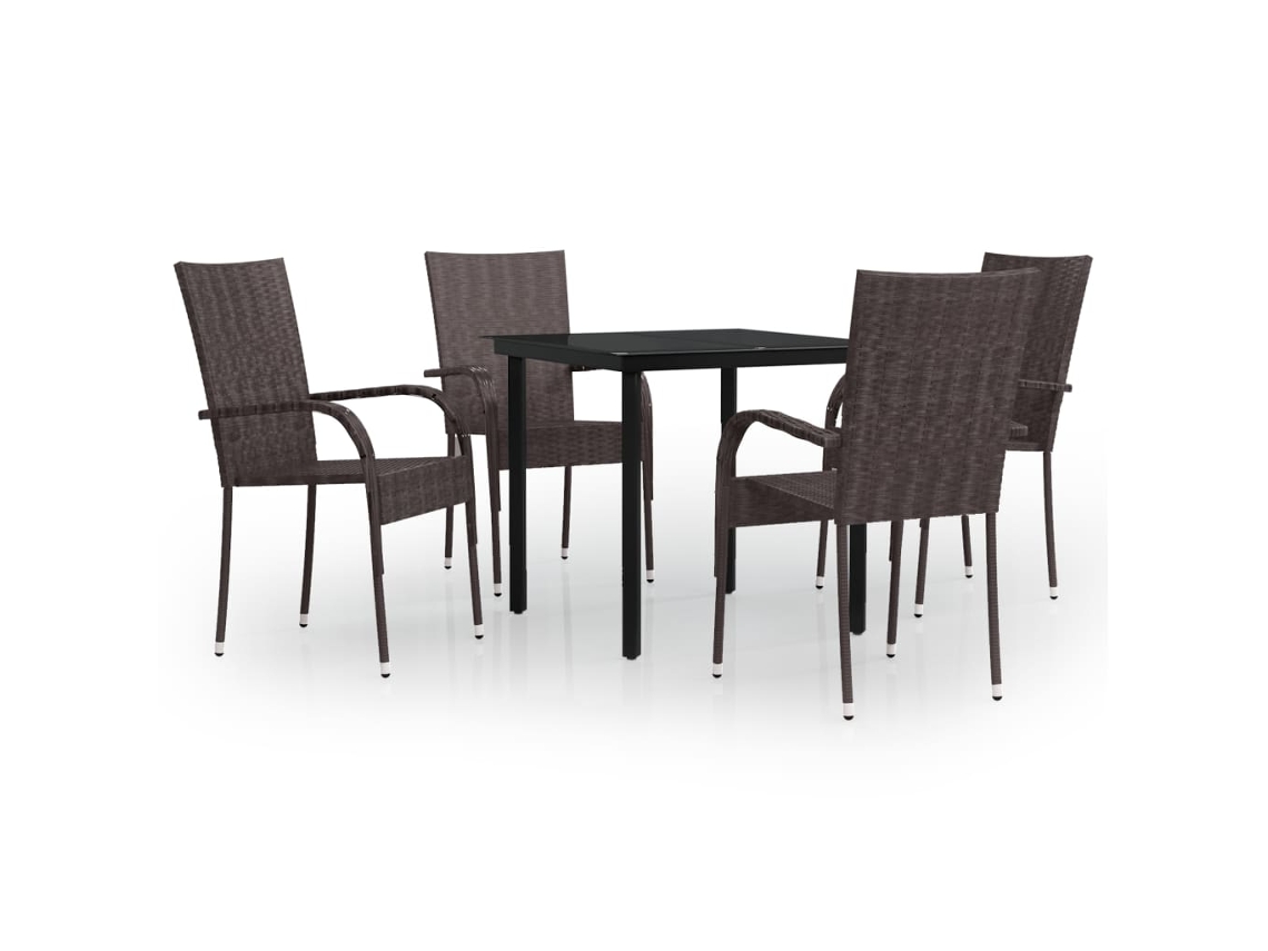 Garden Dining Set, Garden Dining Sets Vidaxl Marrom Rattan / Vime (mesa Com 80 Cm De Comprimento)