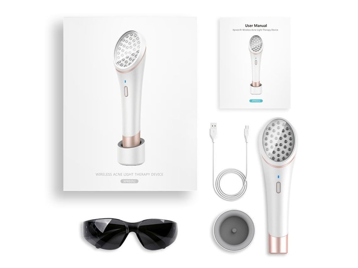 Massajador Facial Sem Fio Sensor De Contato Automático Com Ácido Led Vermelho E Azul Dispositivo Portátil De Terapia De Luz Inclui Yunzii