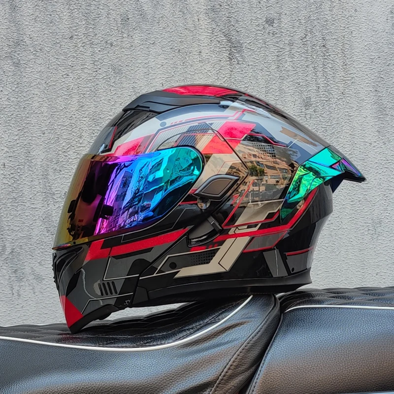 (l) Capacete De Motocicleta Com Lente Dupla Modular Flip-top, Certificado Pelo Dot