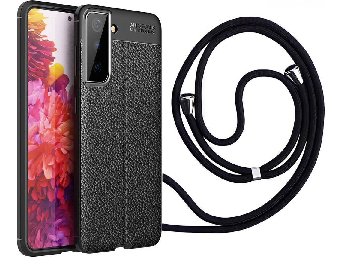 Capa Samsung S21 Plus Rugged Leather com Fita Preto