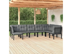 Vidaxl 8 Pcs Conjunto Lounge De Jardim Vime Pe Preto E Cinzento