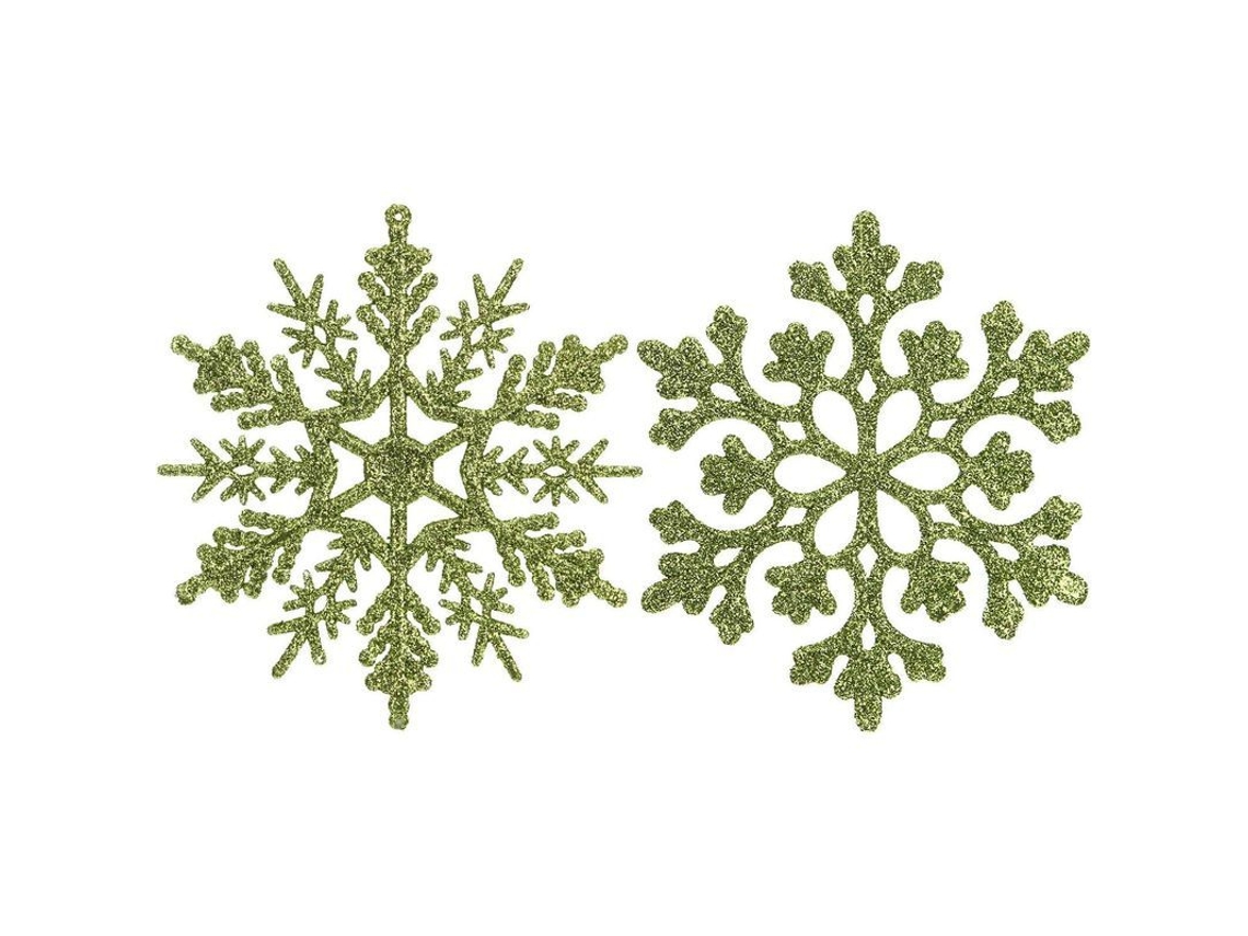 Adornos De Nieve De Cristal Plástico Para Árbol De Navidad, 10cm, 36 Piezas, Color Lima